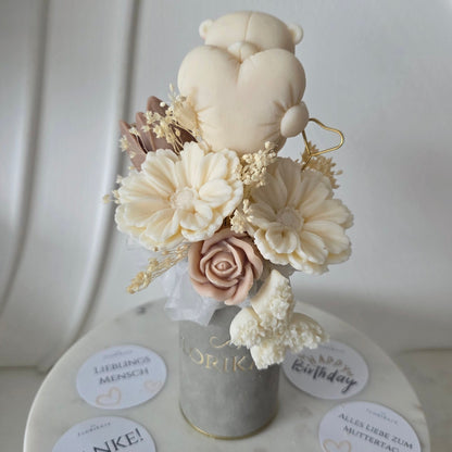 Kommunion Geschenk Blumenstrauß aus Sojawachs Melts