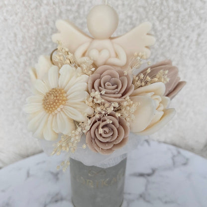 Kommunion Geschenk Blumenstrauß aus Sojawachs Melts