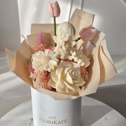 Kommunion Geschenk Blumenstrauß aus Sojawachs Melts